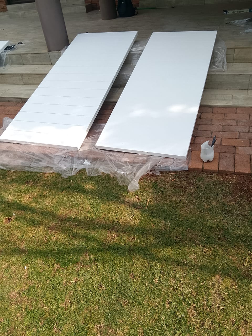 doors freshly painted white